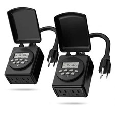BN-LINK 7 Day Outdoor Heavy Duty Digital Programmable Timer, Digital, 2 pack 