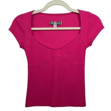 Urban Outfitters Ribbed Bustier Top Size Small Pink Short Sleeve Scoop Neck