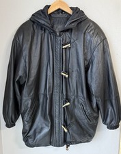 Vintage Jacqueline Ferrar Black Leather Jacket Women  s Size M Toggle Closure