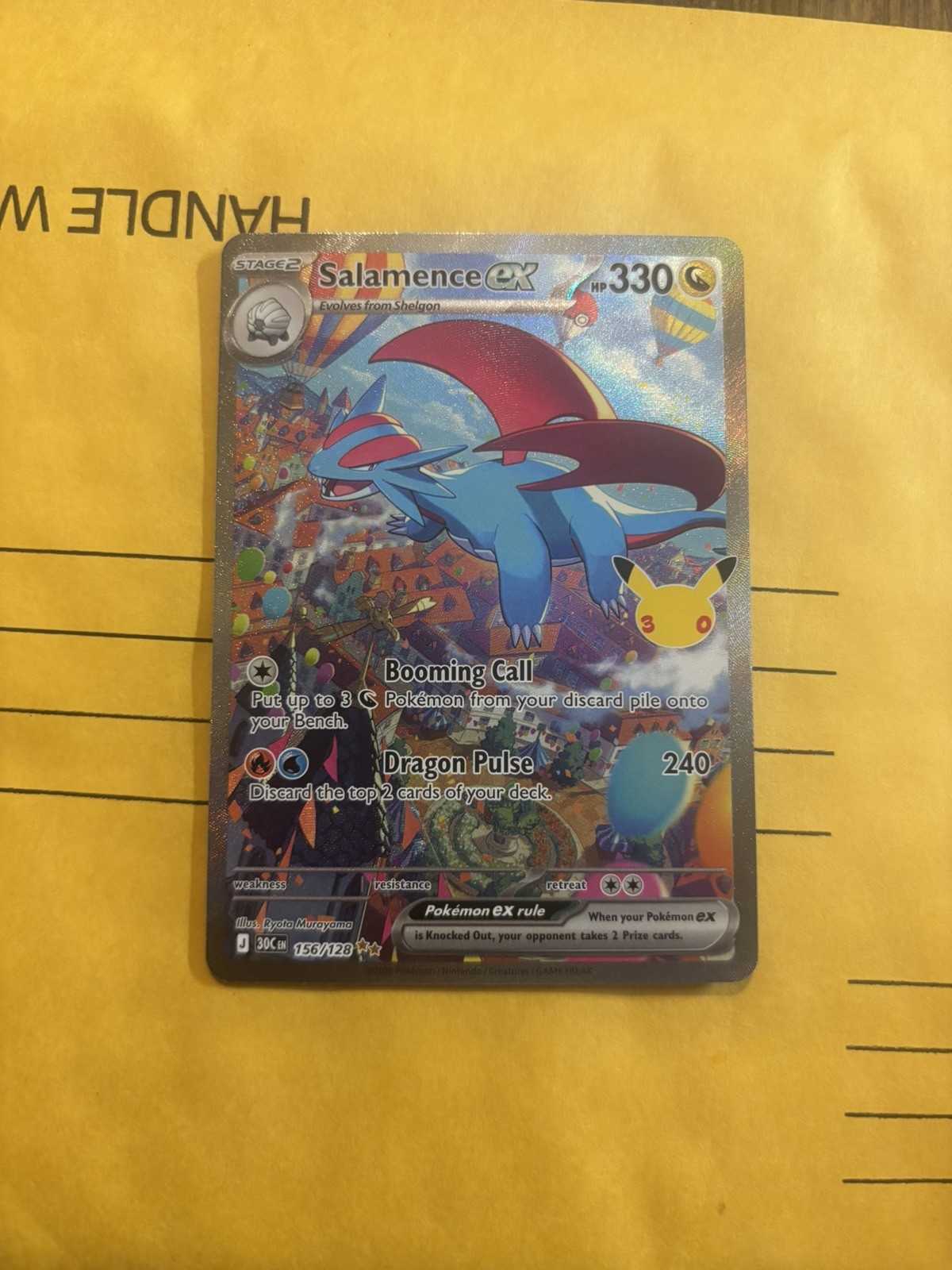 Pokemon 30th Celebration Salamence EX SIR!! 156/128 Pokemon TCG