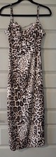 Zara Leopard Print Midi Slip Dress with Open Back Size XS