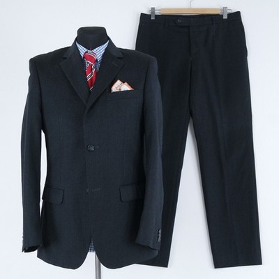 Mens Dark Grey Suit 38L US Size Trousers W32 L30 DEL MARE 1911 Wool 2 Piece