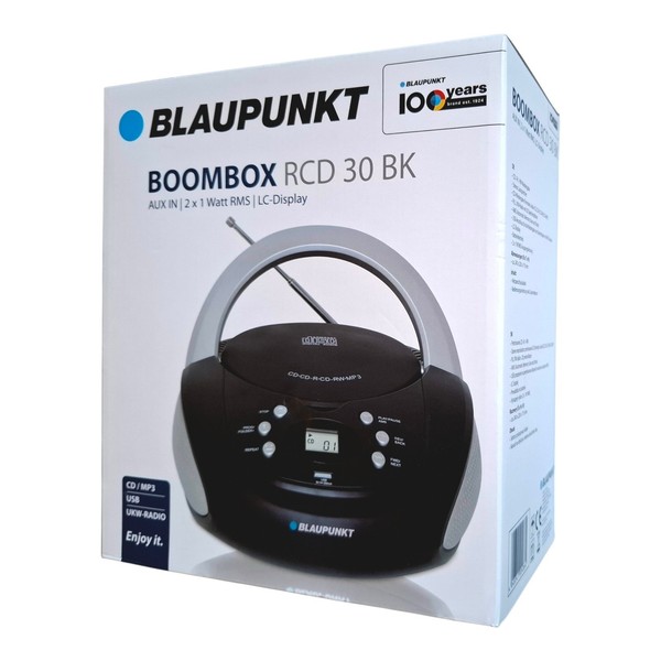 Blaupunkt RCD 30 BK Cd-Radio Tragbare Boombox Mit MP3, USB Und Ukw-Radio Schwarz-image