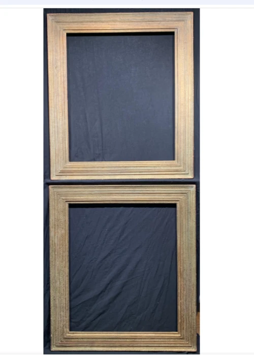 aprox. Par de marcos blancos Newcomb Macklin Stanford dorados tallados antiguos 1910 Foto 2 de 4