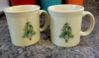 Lot/2 FIESTA WARE HLC 12 oz Mugs D Handle Coffee Tea CHRISTMAS TREE Cups