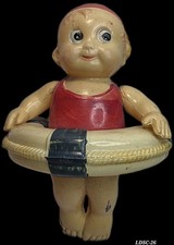 Antique Japanese Celluloid Rattle  Kewpie In Life Preserver  Very Rare