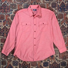 Vtg 70s Levis Light Red Chambray Button Up Western Work Shirt Men's Size XL