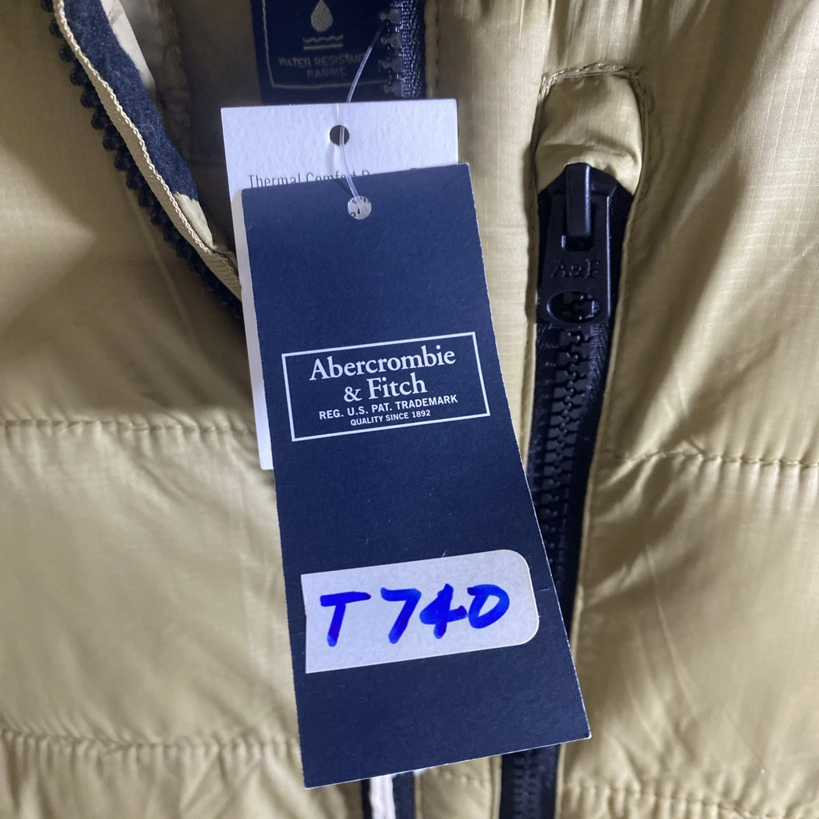Abercrombie & Fitch, Jacket Mens L Brown Puffer Hoodie, Lightweight (T740) - product detail image 5
