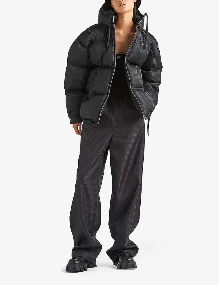 Prada - Puffer Down Jacket - Logo Plaque | Black Logo Nylon-  S UK8 / IT40/ US4 - Image 3 of 4