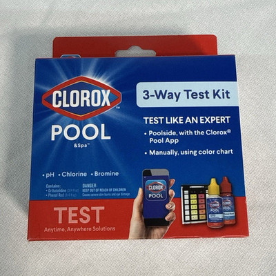 Clorox Pool&Spa 3-Way Vial Test Kit pH Chlorine Bromine for Pools/Hot Tubs