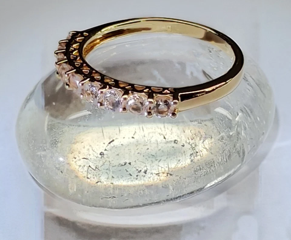 MORGANIT RING GR.21 (ca.66) 925/- SILBER Vergoldet ,9 STEINE 3mm rund - Bild 3 von 4