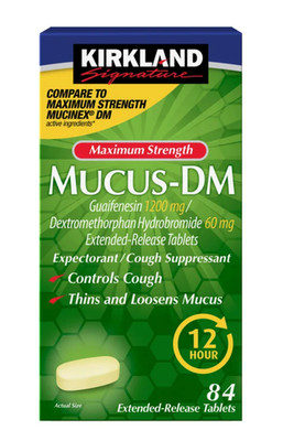 Kirkland Mucus DM 84 Tablets Guaifenesin 1200mg Cough Suppressant 12hr