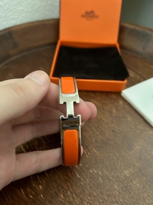 Hermes Classic Clic Clac H Orange Enamel Bracelet Bangle | eBay