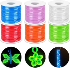 Lanyard String Kit,  6Pack Glow in Dark Plastic Lacing Cord Gimp String Lanyard