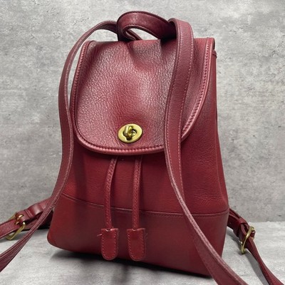 Coach Red Leather Drawstring Backpack Vintage COACH Cherry Red Leather Drawstring Backpack, Mini  main image 2