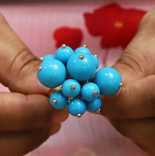 QVC Joan Rivers Turquoise Blue Cluster of Beads Ring Size 10