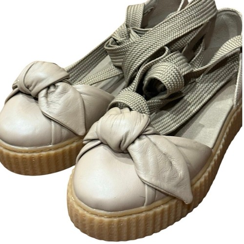 Puma FENTY Rihanna Bow Creeper Sandal Natural Oatmeal Size 8 RARE Lace-Up Flats - Picture 6 of 14