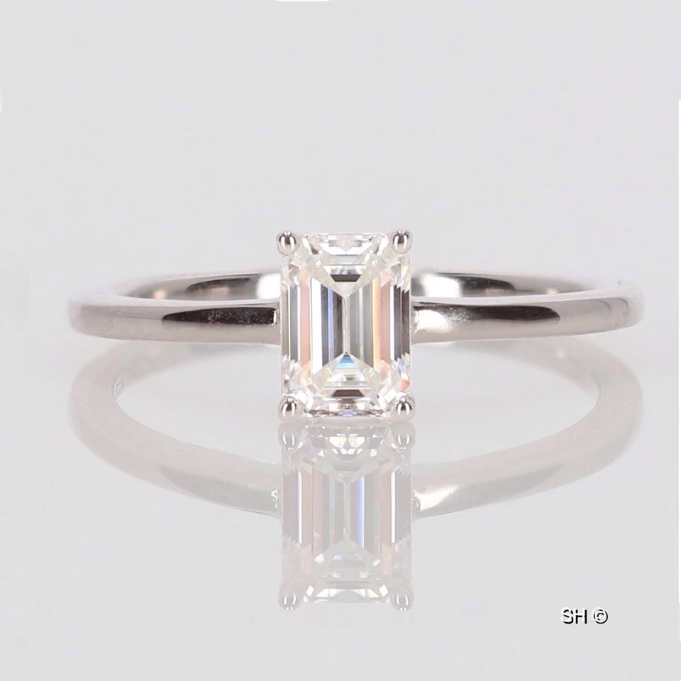 1 Karat Solitär Ring im Emerald Cut, Moissanit, Neu m Zertifikat, 925 S. Größe 7 - Bild 2 von 4