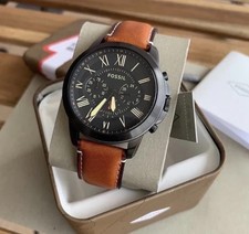 Fossil FS5241 Grant Chronograph Luggage Black Dial Leather Band