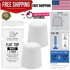 Toilet Bolt Covers - Universal Fit Easy Installation, 2 Pack, White Flat Top