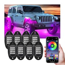 Ohleats Rock Lights for Car, Multi Color RGB LED Rock Lights Kit with 8 Pods