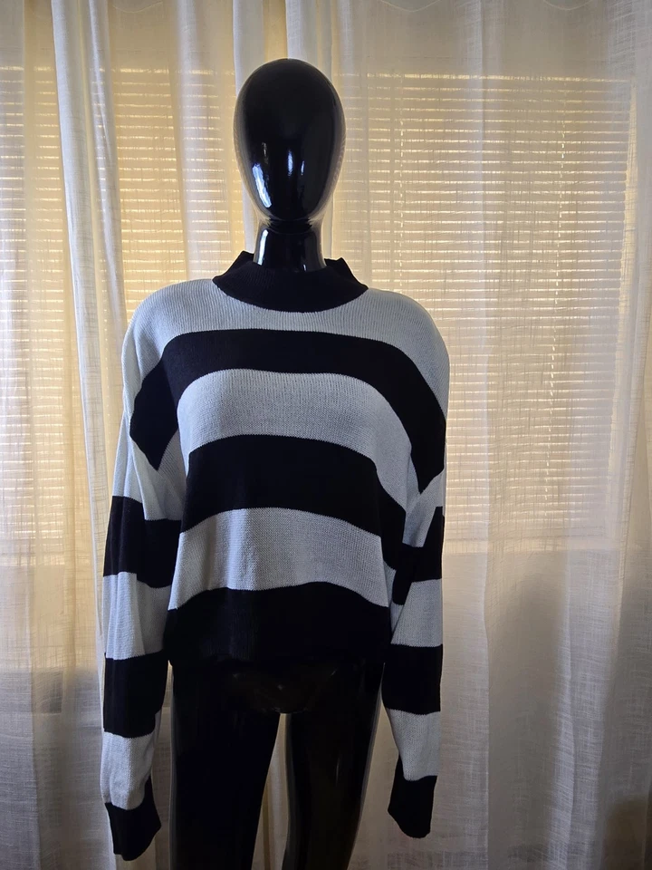 H&M Black And White Striped Sweater Size XL - Image 2 of 4