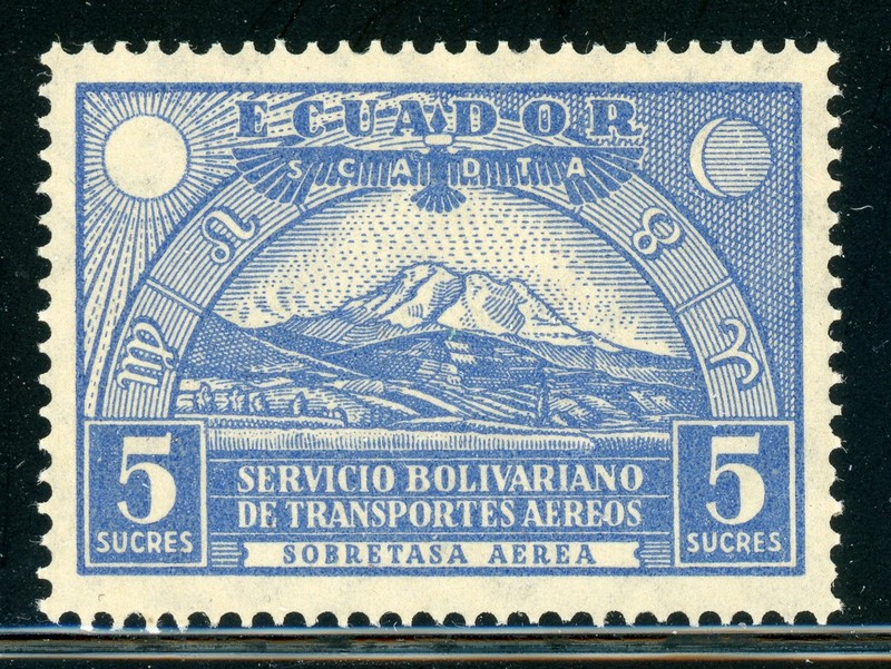 ECUADOR MVLH SCADTA Air Post: Scott #C22 5S Chimborazo 1929 CV$50+