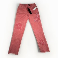 DG2 Diane Gilman Sorbet Floral Appliqu  Ankle Jean PINK 2 NEW A13 