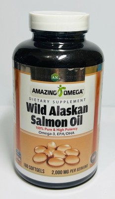 Amazing Omega Wild Alaskan Salmon Oil 180 Softgels 2000mg Omega-3 EPA DHA