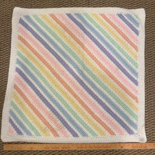 rainbow crochet baby blanket sqaure, handmade, striped, handmade