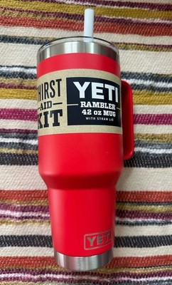 YETI RESCUE RED  Rambler 42 oz Straw Mug WITH STRAW LID/ Green -FAST SHIP HOT