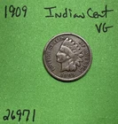 1909 Indian Head Cent / Penny 1c Vg Very Good