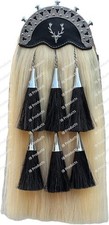 IB Men's Scottish Horse Hair Sporran Highland Stag Head Badge 6 Tassels Sporran