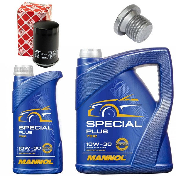 MotoröL Filter Set Mannol 10W-30 API SN 6 Liter + Schraube FüR VW Transporter V-image