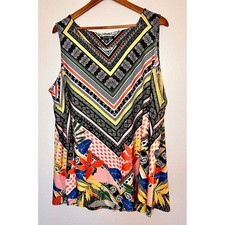 Roz & Ali Womens 3X Sleeveless Tank Top Geome...