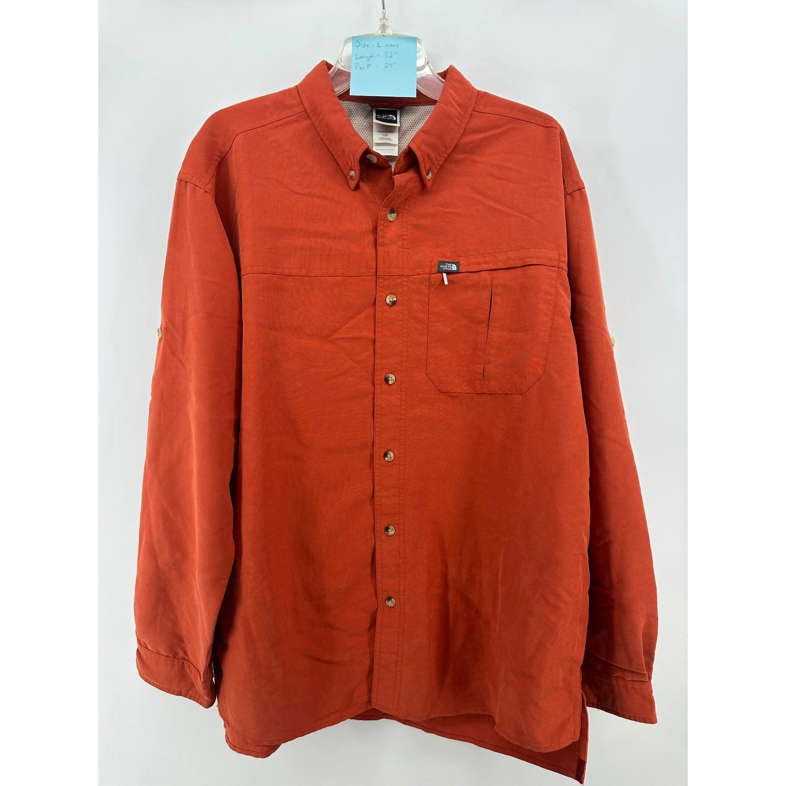 The North Face Mens Burnt Orange Modal Blend Long Sleeve Hiking Shirt Large A412