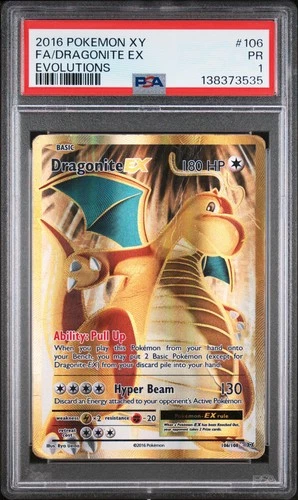 2016 POKEMON XY EVOLUTIONS #106 FULL ART/DRAGONITE EX PSA 1