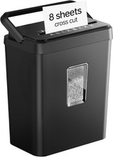 8-Sheet Cross Cut Paper Shredder P-4 Security with 4.2 Gal Bin  Portable Handle