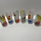 Federal Glass Vintage Frosted Fruit Tom Collins Glassware Set Of 6