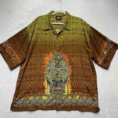 7 Diamanten Hawaiihemd mit Knopfleiste Herren 3XL? Y2K Camp Island Tribal 90er Urban
