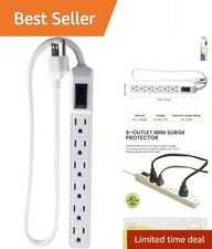 Mountable White 6-Outlet Surge Protector with Circuit Breaker  90 Joules Safety