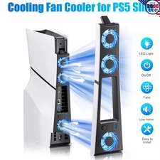 External Cooling Fan For PS5 Slim Disc/Digital Console Cooler Fan LED + USB 3.0