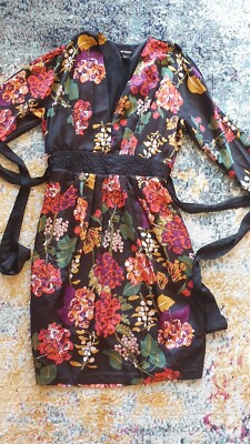 Hm conscious dress satin Flower Print black UK