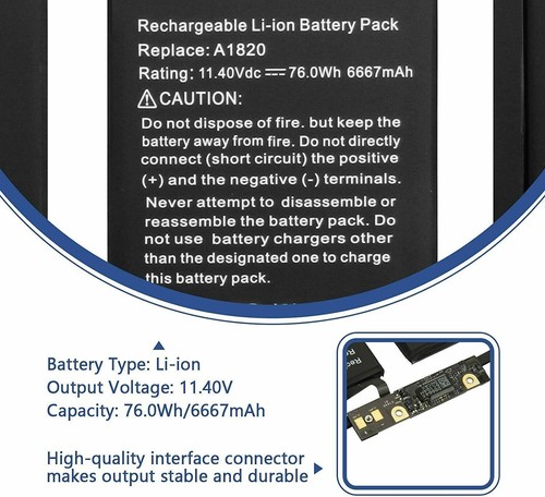 A1820 A1707 Battery For Apple MacBook Pro 15'' Late 2016 Mid 2017 EMC 3072 76Wh - Picture 2 of 12