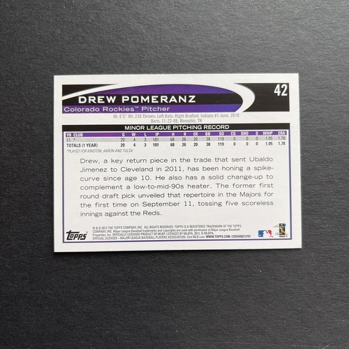 LOTE de 9 tarjetas Drew Pomeranz con 2012 Topps 42 Prizm 170 RC 2017 Ginter Gold Mini 321 - Imagen 6 de 10