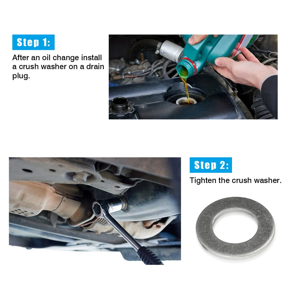 Juego de 100 juntas de arandela de tapón de drenaje de aceite 90430-12031 para Toyota Prius Lexus Scion Foto 4 de 4