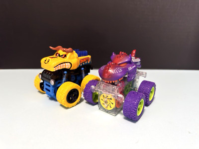 Denver Models Friction Monster Truck lot of 2 Purple racing yellow Chariots used