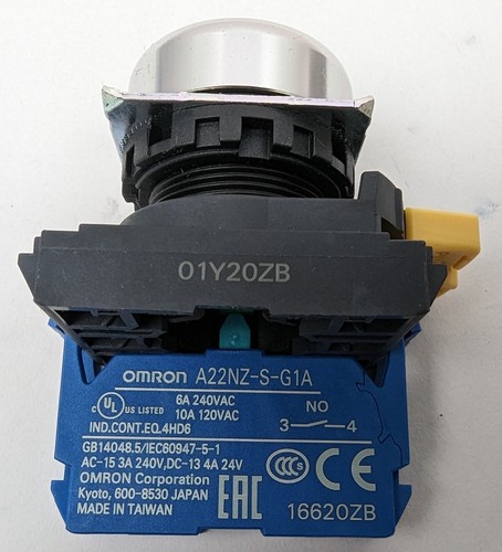 Omron A22NN-RNM-NGA-G100-NN Switch Pushbutton SPST-NO Panel Mount Green 22mm NEW - Picture 4 of 6