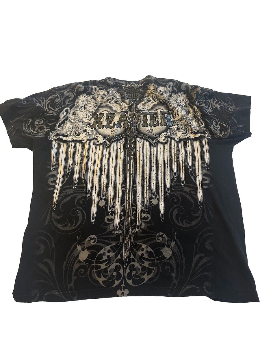 AXR XZAVIER T Shirt Womens Large Black Rhinestone Wings AXR XZAVIER T Shirt Womens Large Black Rhinestone Wings
