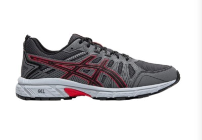ASICS Venture 7 Sneaker Mens 10 Grey Black Red Trail Shoe NO INSOLES